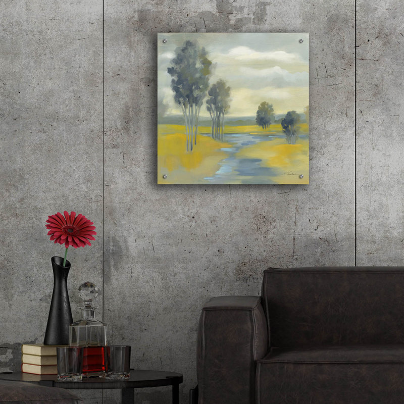  «Mustard Yellow Fields» par Silvia Vassileva, art mural en verre acrylique, 24 po x 24 po, H 24 po x l 24 po