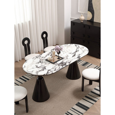 Gimora Oval Marble Top Dining Table