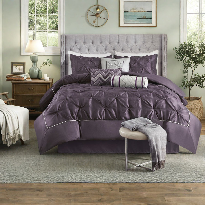 Piece Full Bedding Sets, Polyester Tufted Plum Style For Home