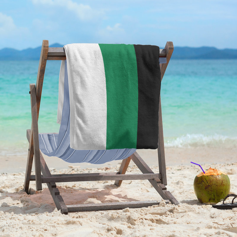 Lightweight Beach Towel, Green/Black