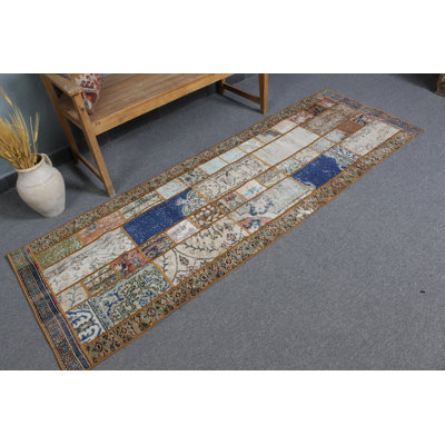 Tapis rétro vintage en patchwork avec motif rectangulaire unique