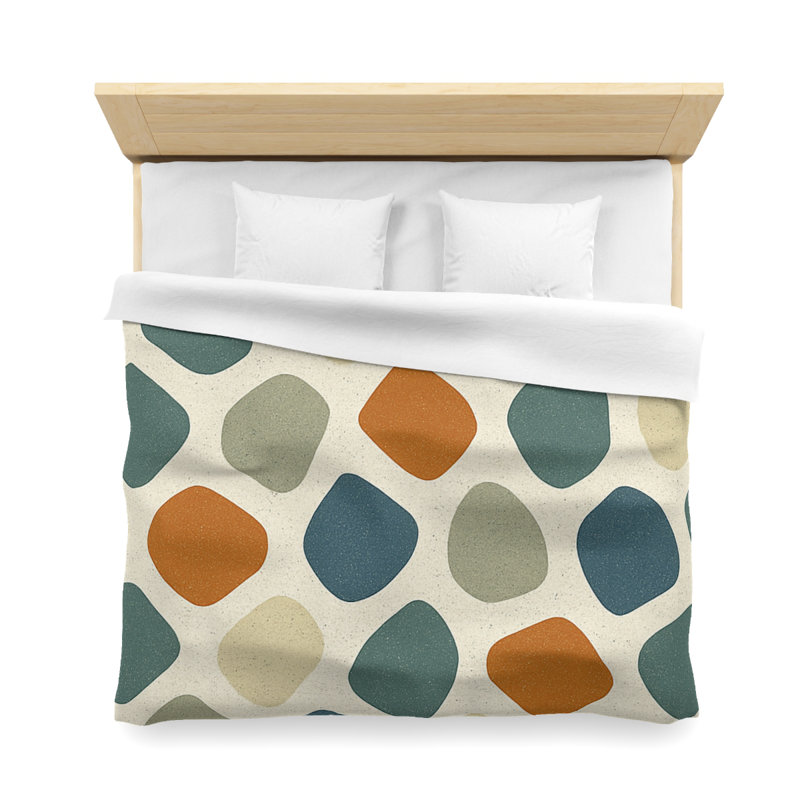 Microfiber Duvet Cover Boho Style, Design 46, King Duvet Cover, White