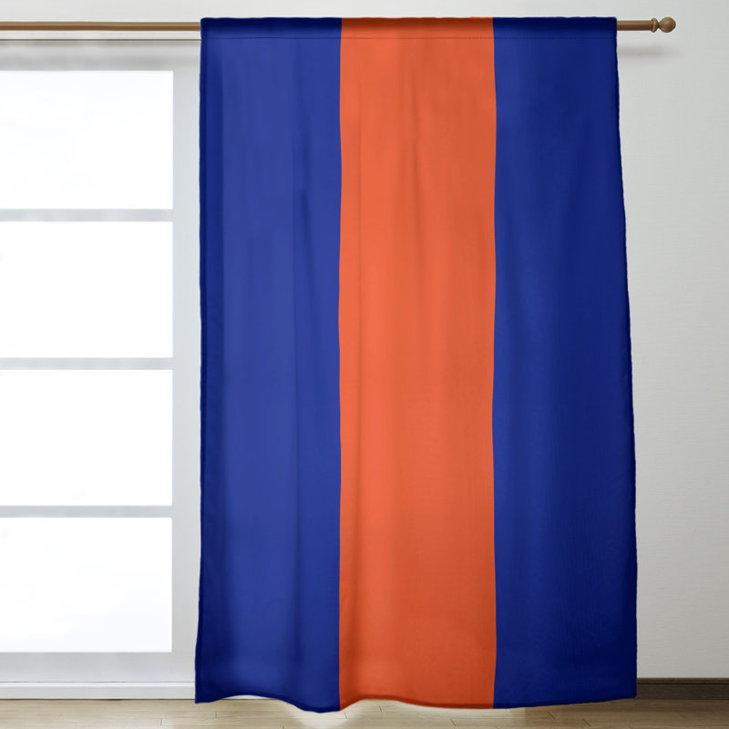 Mississippi Rebellion Sateen Room Darkening Curtain Single Panel, Royal Blue/Silver/Orange