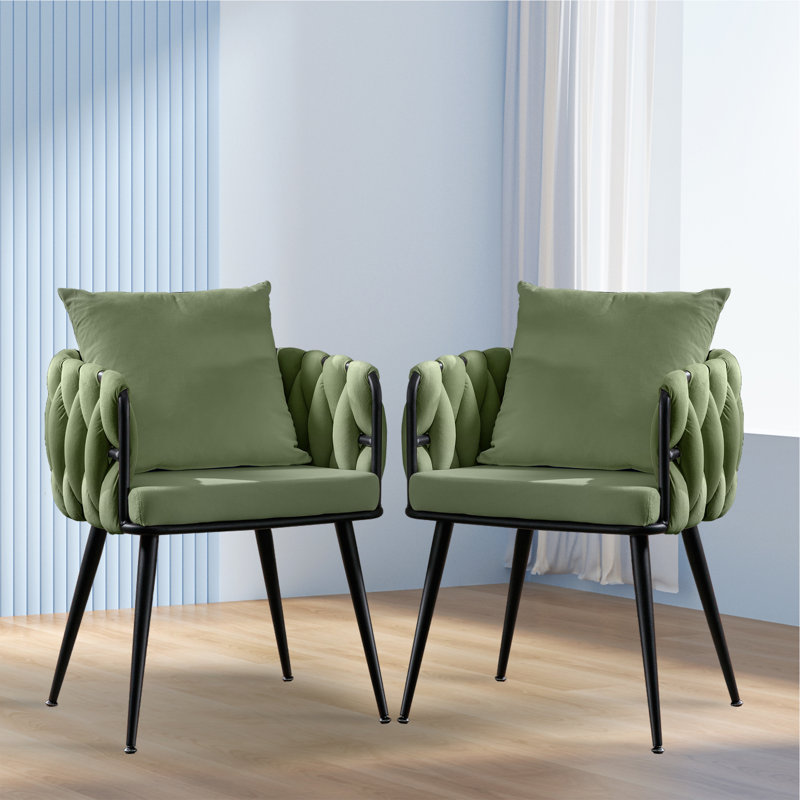 Chaise de salle à manger rembourrée en velours Mayolo, Olive