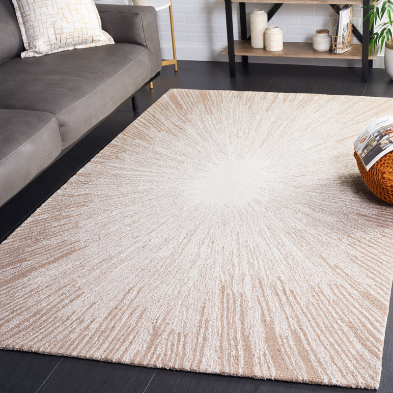 Tapis en laine / coton touffeté à la main Junieta ivoire / beige foncé, Rectangle 3 pi x 5 pi