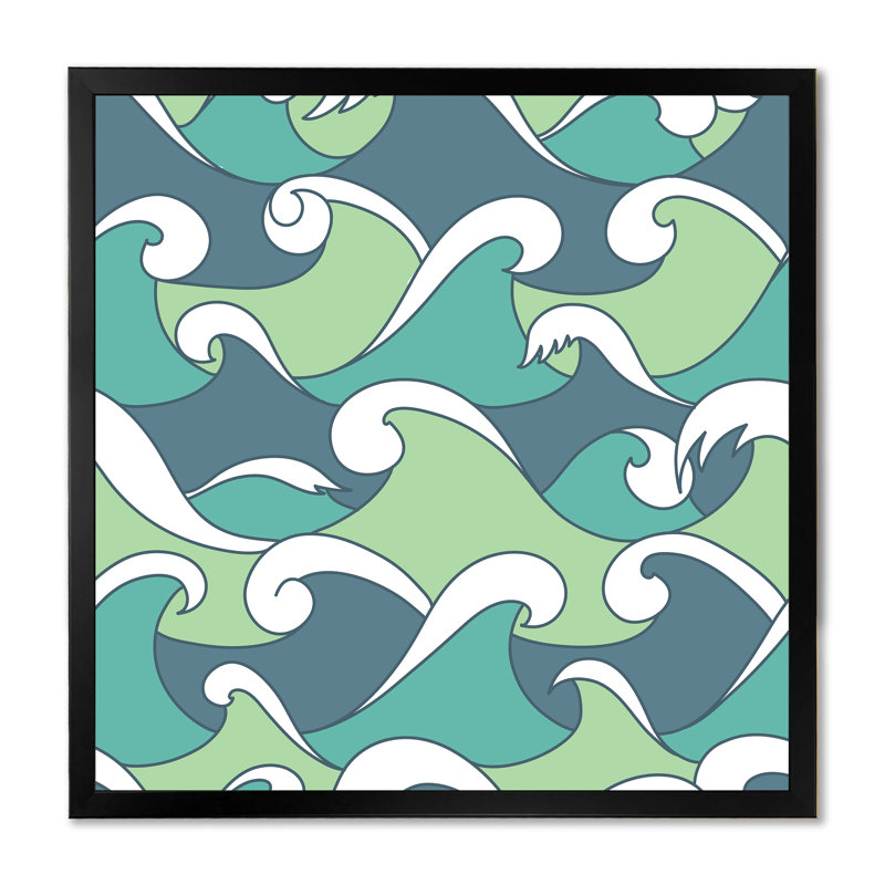 Vagues abstraites - reproduction sur toile, H 16 po x l 16 po x P 1 po, Cadre noir