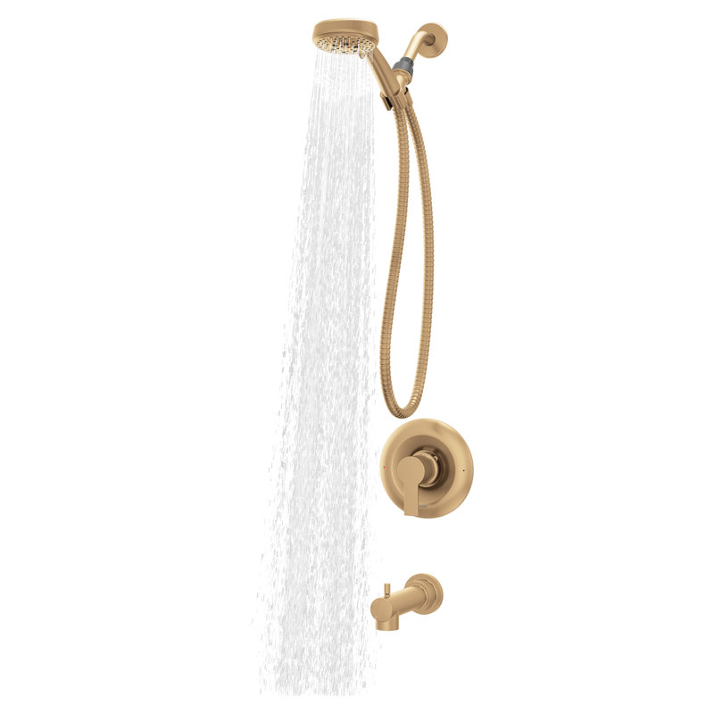 Meena Single Handle Tub/Shower with Handshower, Valve Included, Bronzed Gold