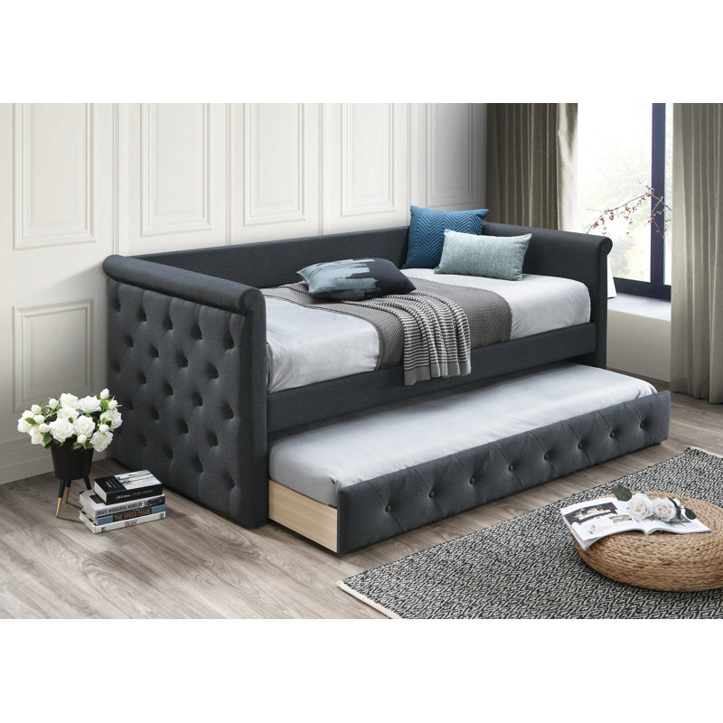 Melvin Upholstered Daybed, Charcoal