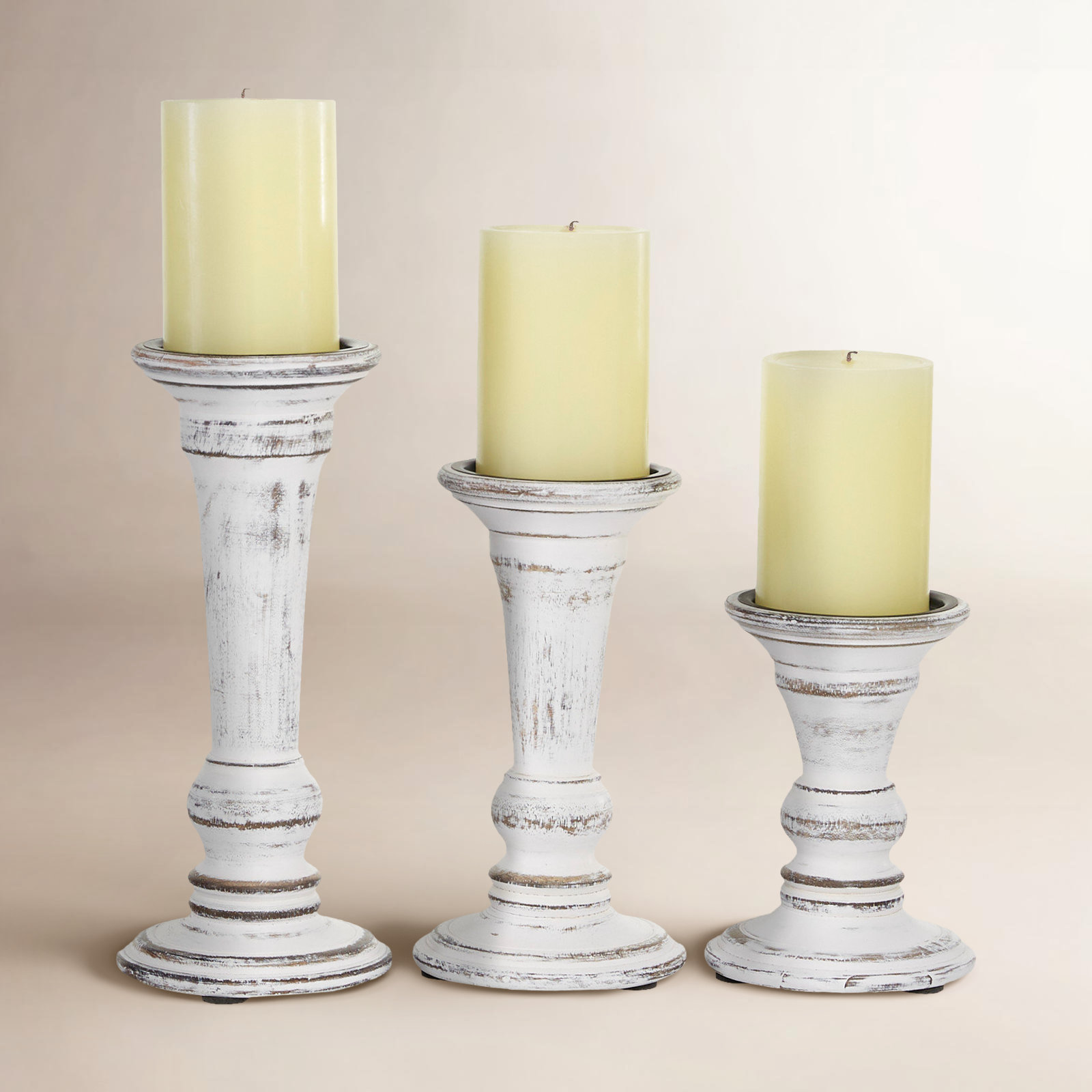Wood Candlestick Holder Set
