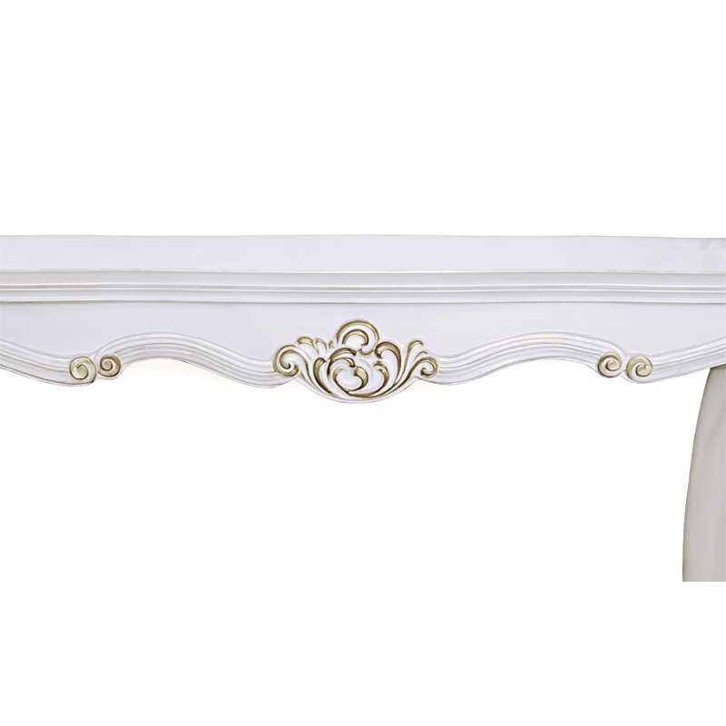 Antique Pearl Finish White and Gold Wood Sofa Table