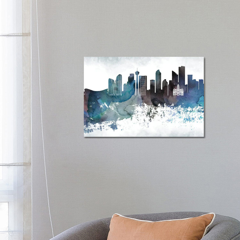Calgary Bluish Skyline - Wrapped Canvas Print, 45.72cm H x 66.04cm W