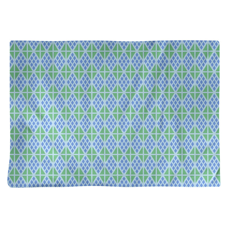 Napperon en coton 18 po Classic Diamonds, Bleu / vert / blanc