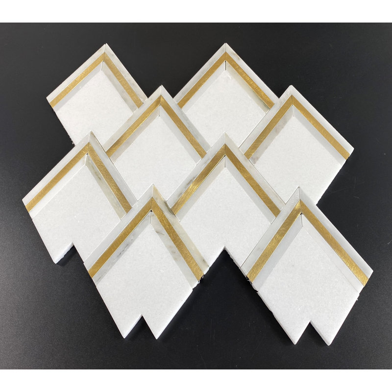 ES Stone Natural Stone Mosaic Sheet & Floor Tile, Calacatta Gold / Gold Aluminum