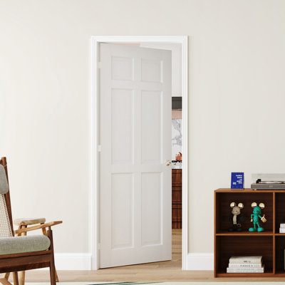 Modern Style 3 Lite Square Paneled Design Double Prehung French Interior Door, Trimable Frame, White Solid & Manufactured Wood with Frame & Handle (Set of 2)