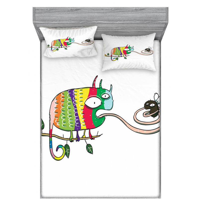 Reptile Microfiber Sheet Set, Queen Sheet Set with Fitted Sheet