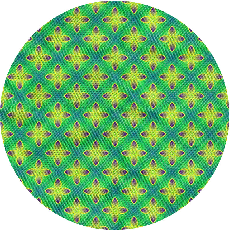 Tapis vert/jaune à motifs Ballarat, Rond 6 pi