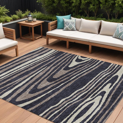 Tapis intérieur lavable 9 pi x 12 pi noir taupe et beige