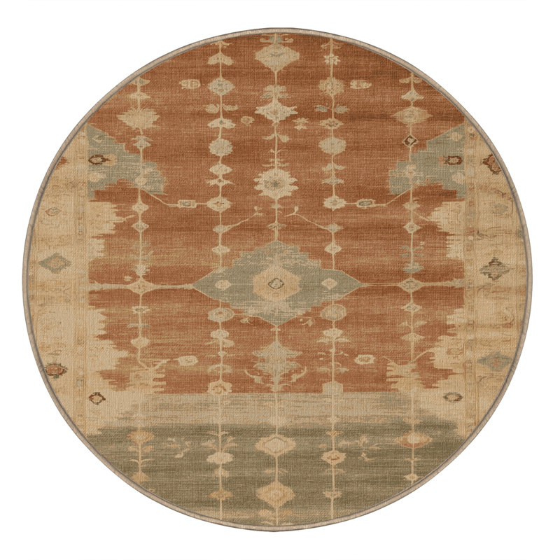 Tapis brun lavable à la machine, Rond 3 pi