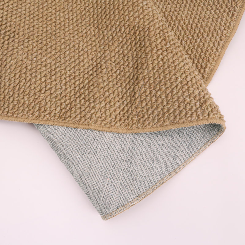 Tapis berbère bouclé à poils ras, neutre, antidérapant et lavable, couleur beige/brun, Rectangle 5 pi x 7 pi