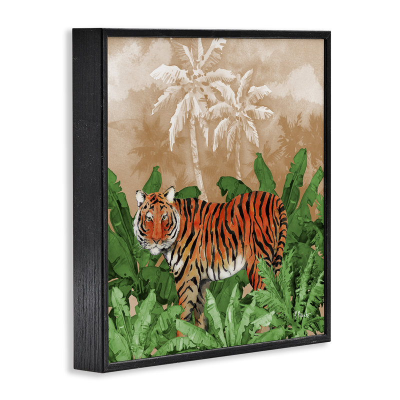 «Jungle Life», estampe numérique par Paul Brent, H 12 po x l 12 po, Giclée encadrée noir minuit