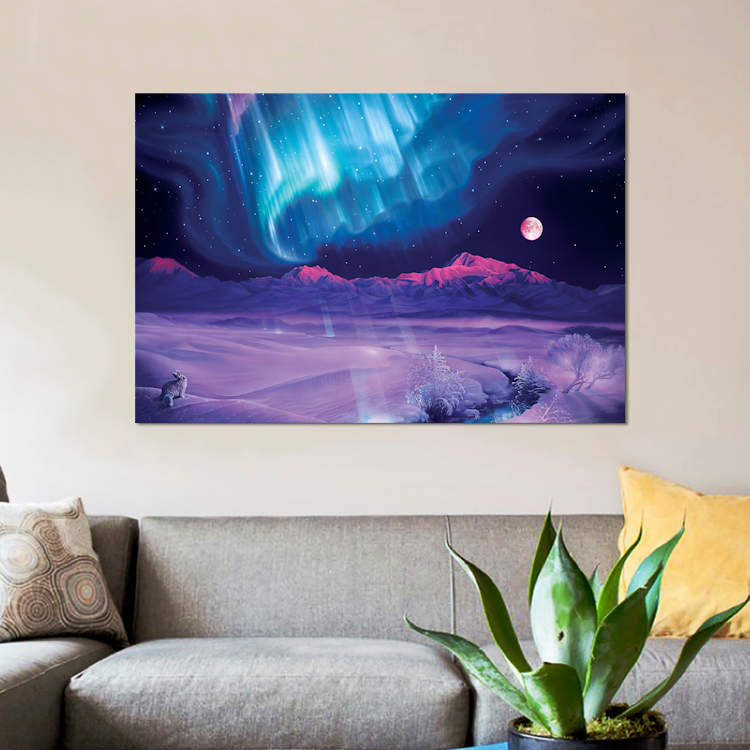 «Snowfield Illumination», impression sur toile, H 8 po x l 12 po x P 0,75 po, Toile tendue, Pas de tapis
