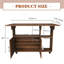 Table pliante multifonctionnelle avec tablettes et roulettes de rangement, table de salle à manger pliable de 47 pouces pour les petits espaces, bureau compact pour la cuisine, dortoir, bureau (noyer)