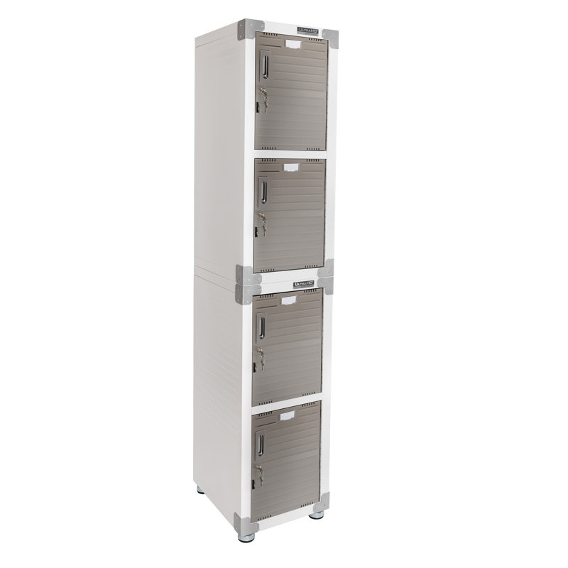 Seville Classics UltraHD 4-Door Stackable Locker Cabinet, 15" W x 18" D x 37.5" H each, White