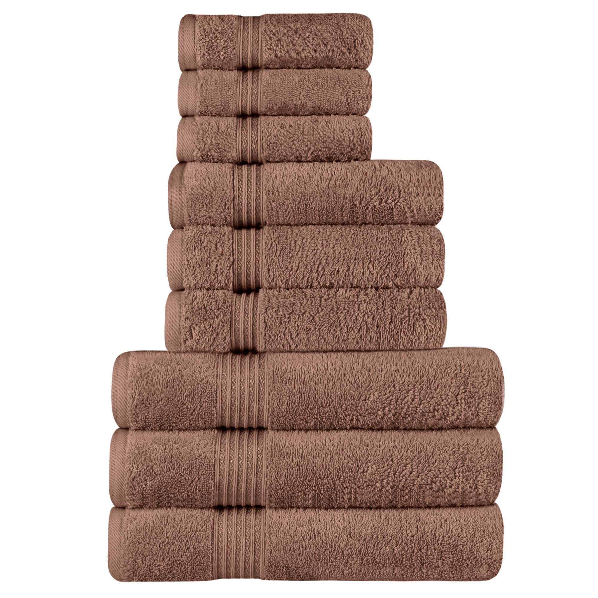 Egyptian Cotton Plush Heavyweight Absorbent Luxury 9 Piece Towel Set Red