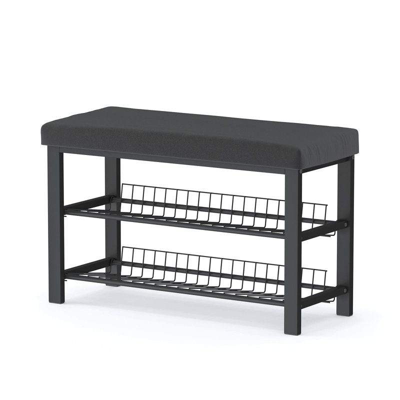 8 Pair Shoe Storage Bench, Black