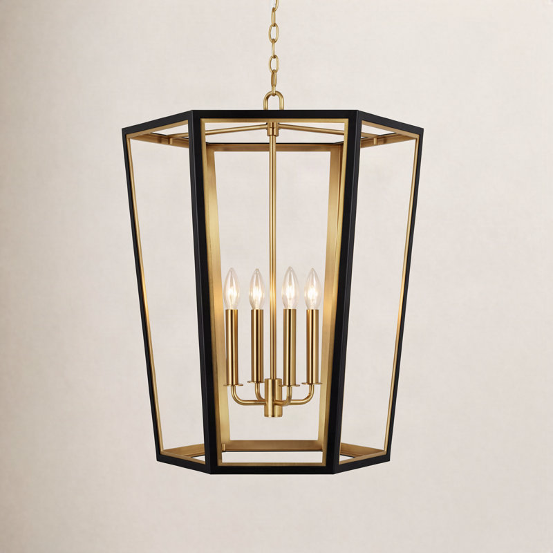 Curt 4 - Light Chandelier, Midnight Black/Burnished Brass