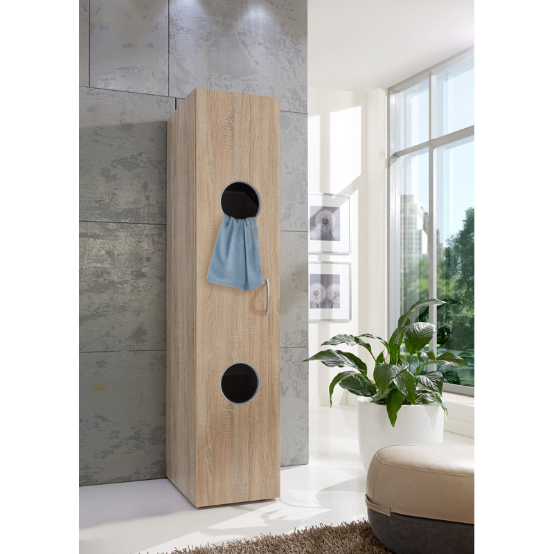 Ganix Linen Cabinet, Oak Sawed Raw