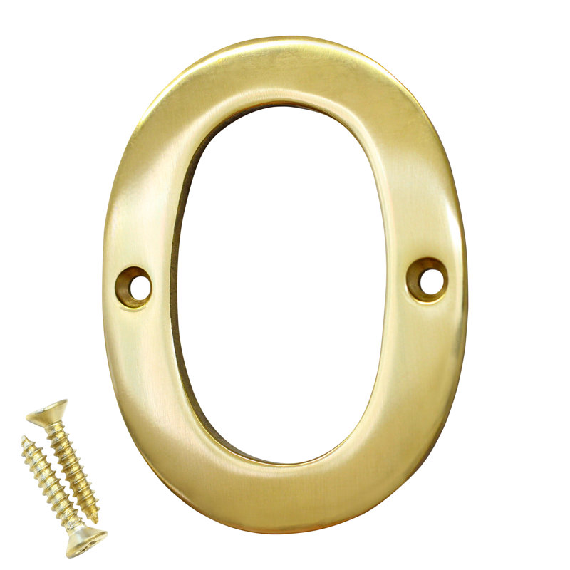 Polished Brass 3-Inch House Number 0 with Screws
