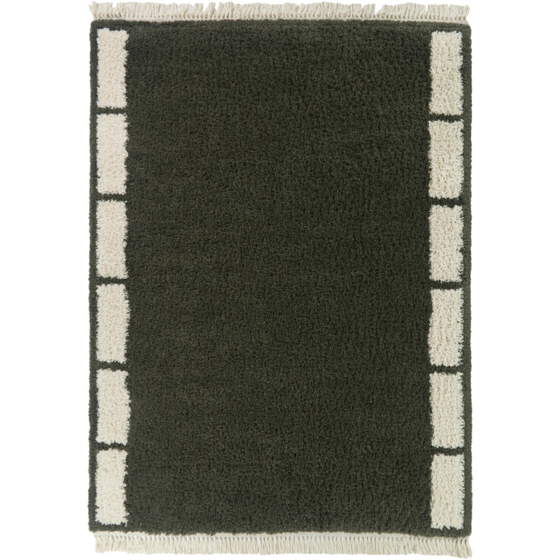 Rosado Green Geometric Border Area Rug, Rectangle 7'10" x 10'