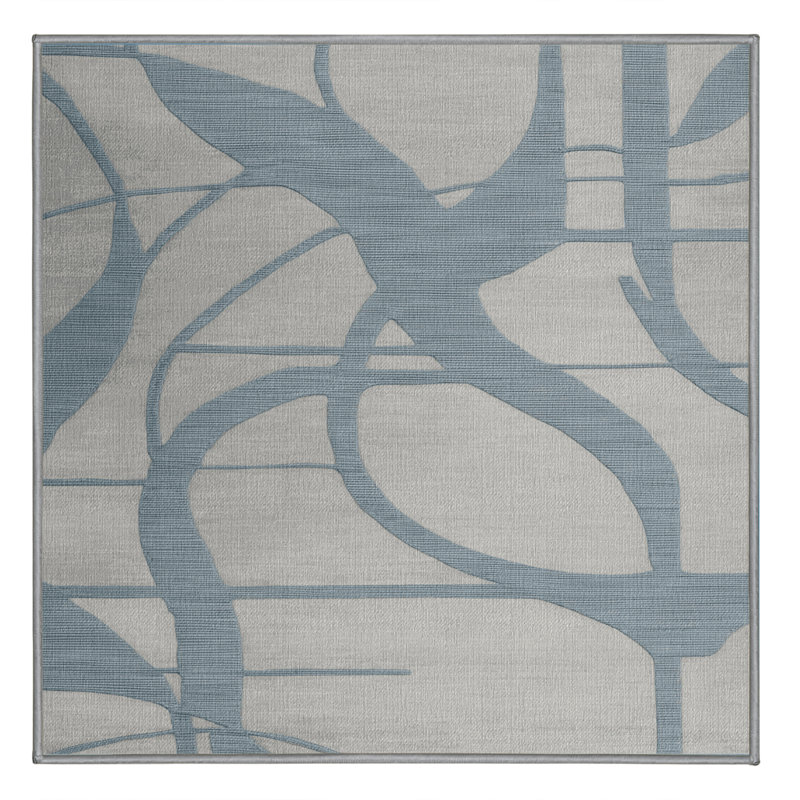 Tapis abstrait gris lavable à la machine, Carré 3 pi