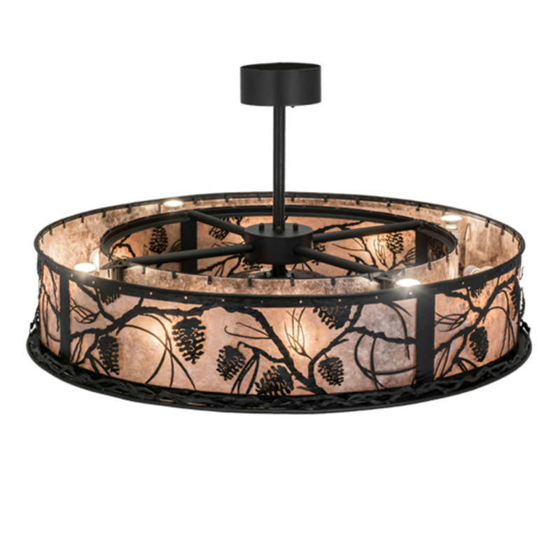 Ventilateur de plafond Whispering Pines, H 25 po x l 45 po x P 45 po, Noir / Mica argent, Noir texturé