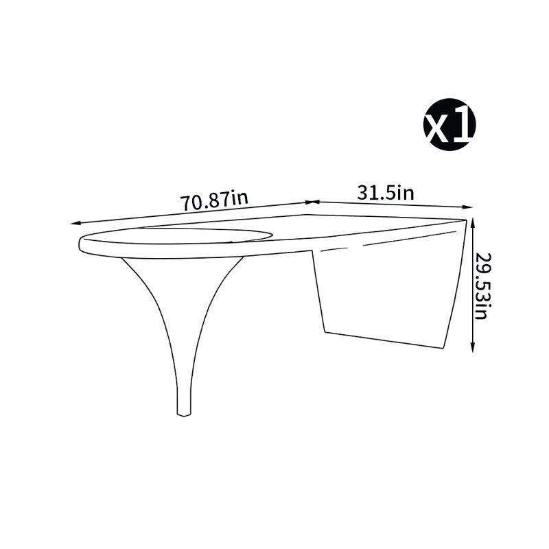 Simple desk, 29.53" H x 70.87" W x 31.5" D