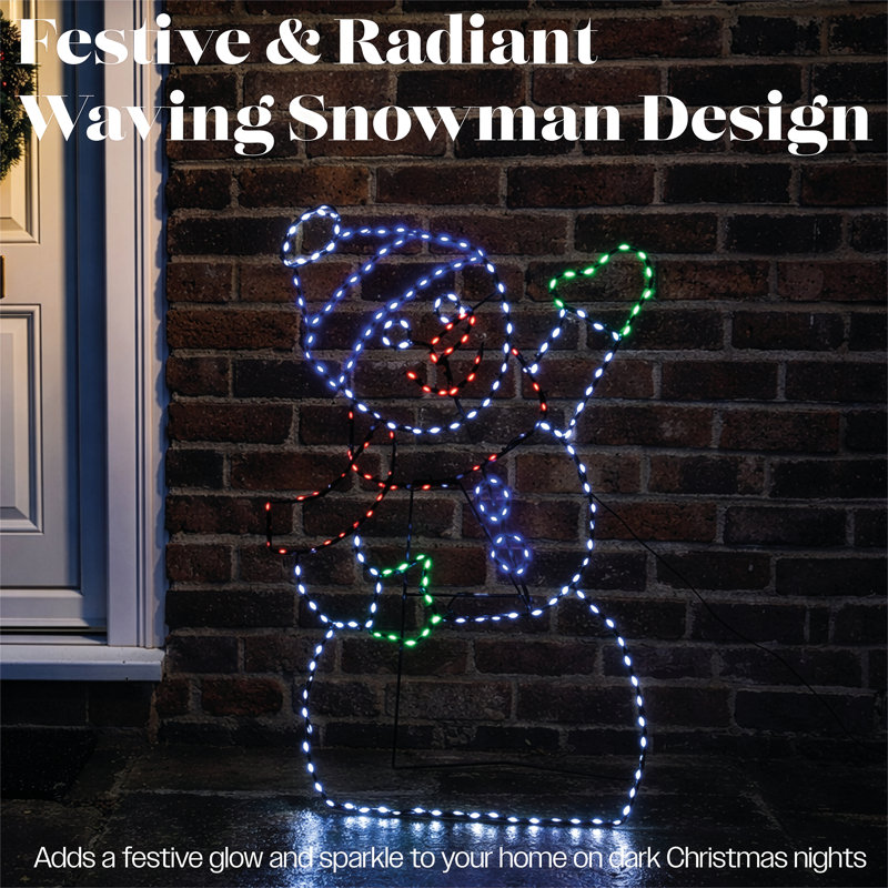 Multicolour Micro LED Metal Silhouette Snowman Outdoor with Timer
