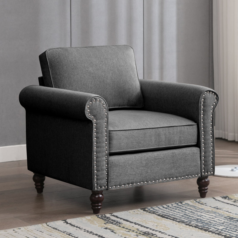 Canapé simple Charlton Home®, Micro tissu gris foncé
