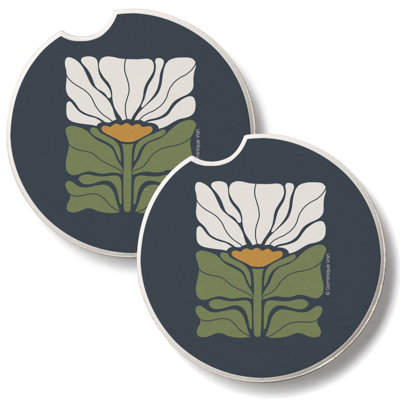 Bohemian Flower 2 Pack Absorbent Stone Car Coasters