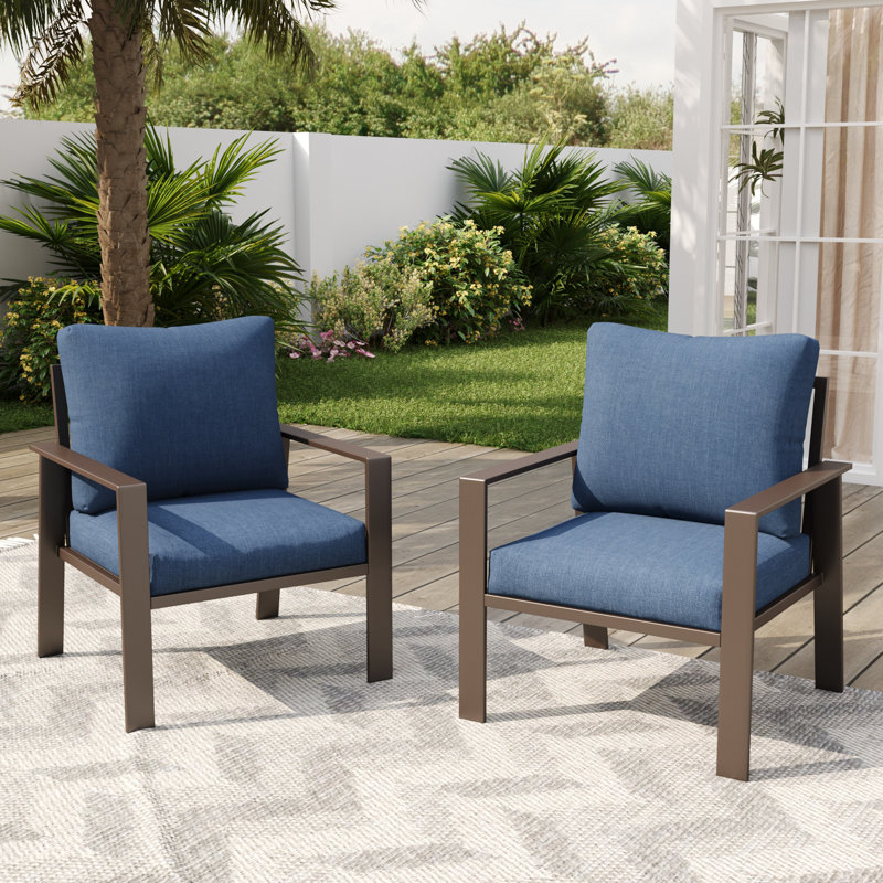 Fauteuil d'extérieur en aluminium avec coussins, Marine