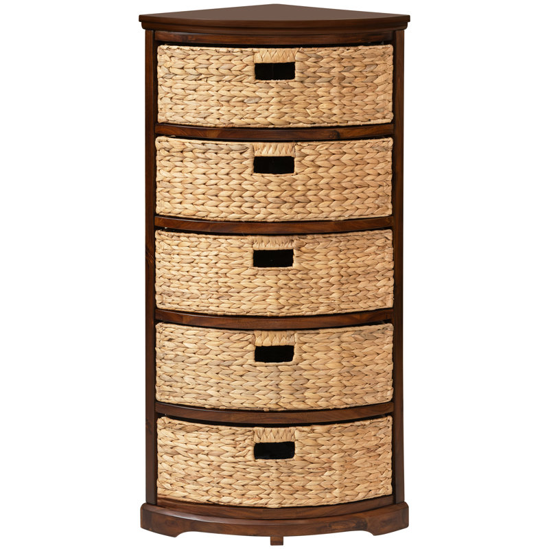 5 tiroirs de rangement en bois massif, Noyer