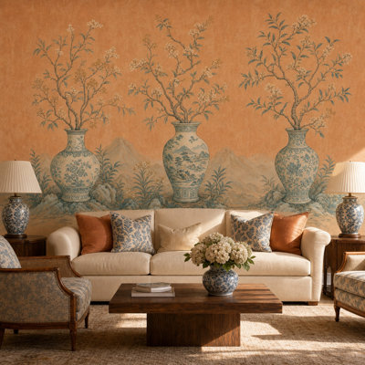 Murale de paysage oriental en porcelaine de Chine