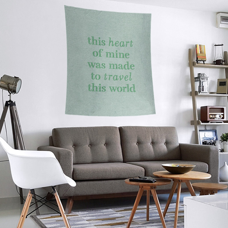 Tapisserie de polyester, voyage d’amour, H 27,5 po x l 37,5 po, Vert