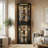 77.5'' Black Corner Curio Bookcase Cabinet With Tempered Glass Doors