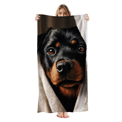  Microfiber Beach Towel Lightweight Travel Towel, Absorbent No Fade,30"x60",Rottweiler dog portrait