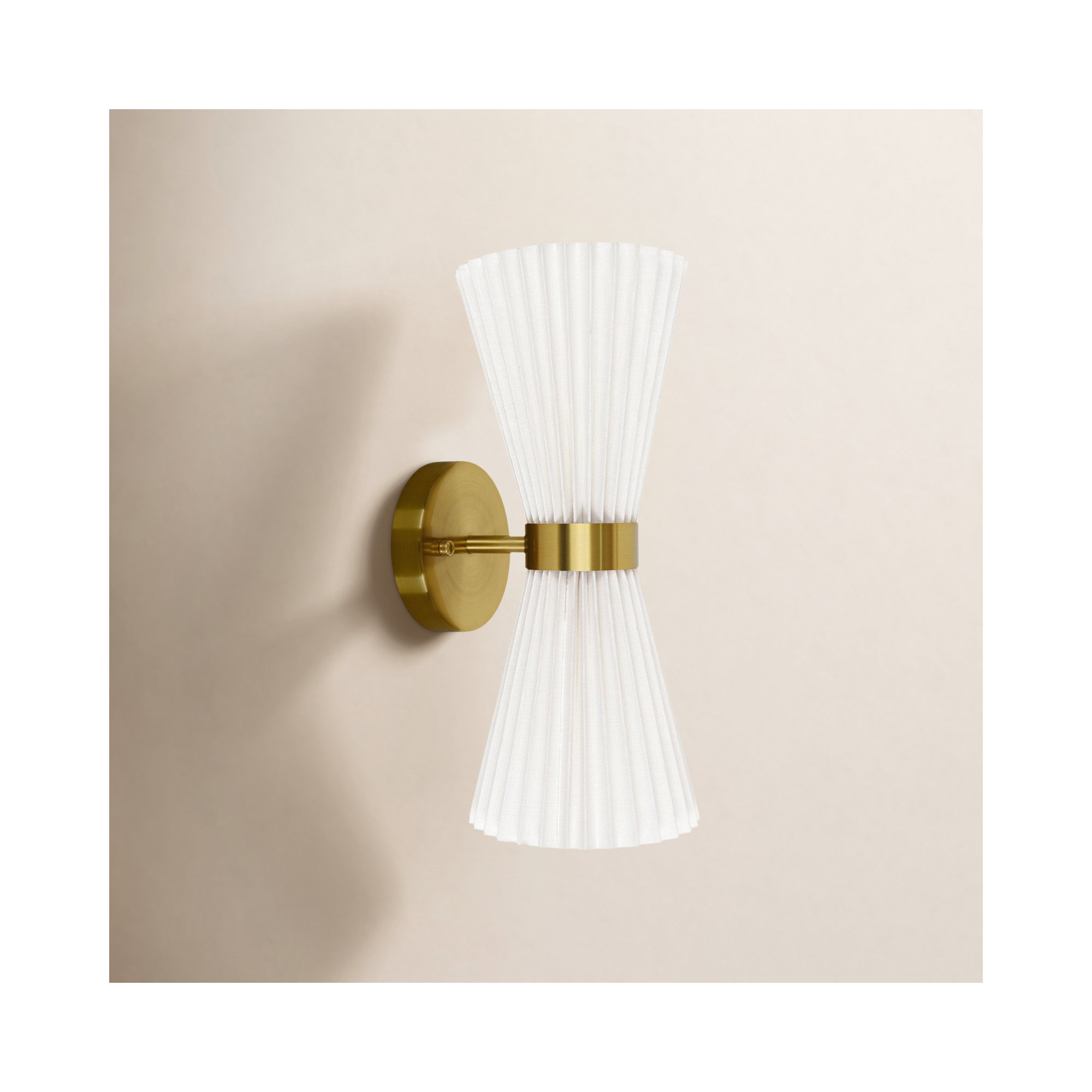 Modo 2 Light Steel Dimmable Armed Sconce, White, Brass, 14.57" H x 6.1" W x 6.1" D