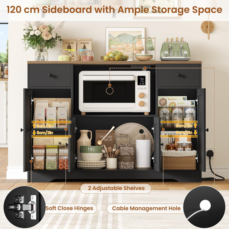 120cm Sideboard, Black