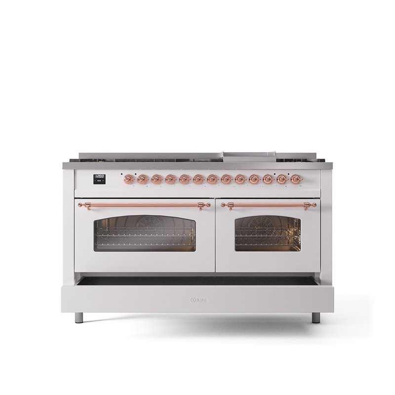 ILVE Nostalgie II 60 Dual Fuel Range, 9 Burners, Griddle, Liquid Propane, RAL Color/Copper
