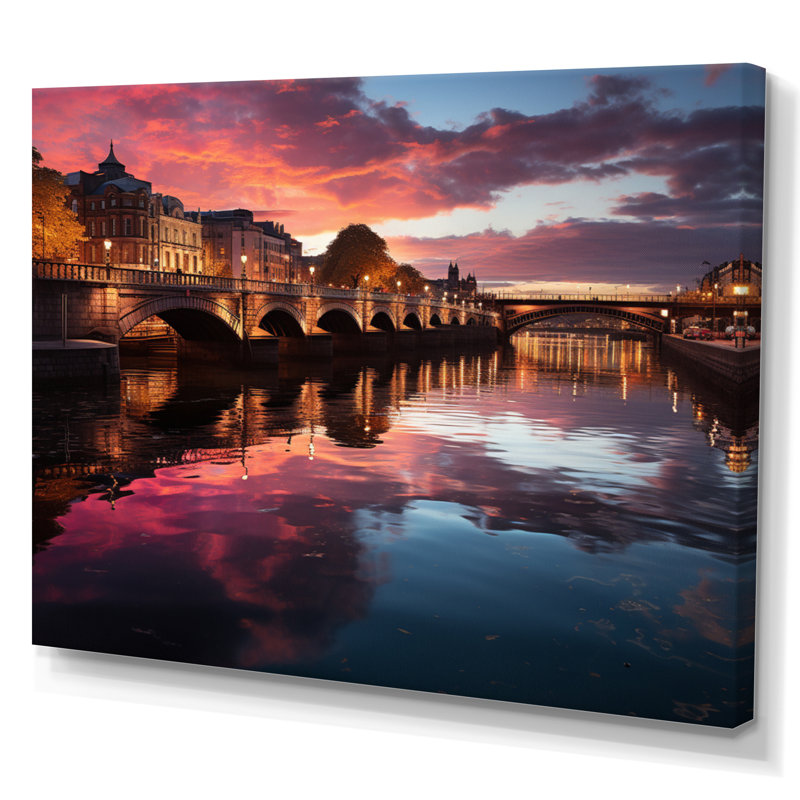 «Dublin Beautiful Cityscape II», reproduction, H 12 po x l 20 po x P 1 po, Toile tendue