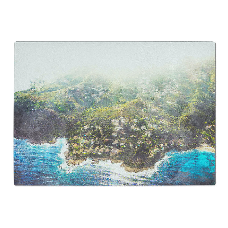 Skyline View of Corsica Chopping Board, 0.4cm H x 20cm W x 28.5cm L